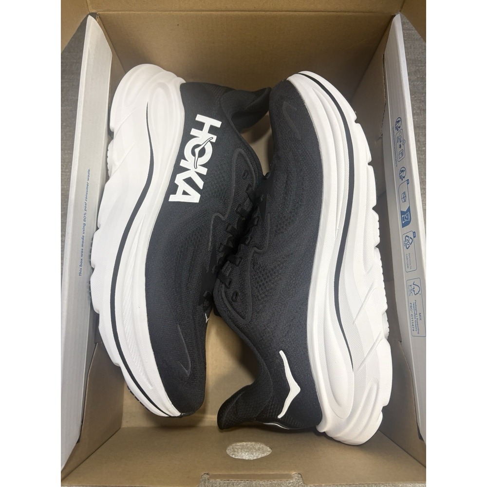 Women's Size 6.5 - Hoka One Clifton 10 Black / White Running Shoes 1162031 BWHT - Picture 7 of 8